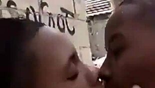 Two Liberian Lesbos Making Out Outdoors