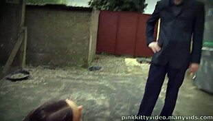 bespectacled brunette hints at anal with big boobs