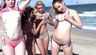 slutty teens flash ass at the beach.