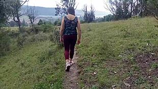 In the forest, amateur mother-in-law exposes herself to stepson. Lets him touch big tits, ass, huge pussy