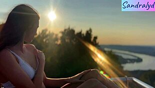 nipple play in paradise with pretty brunette latina small tits and waist 😍