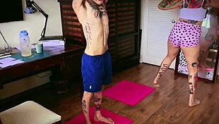 Stepsister squeezes milk after workout