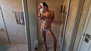 Soaping Up Body In Shower