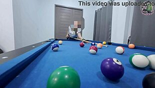 This Thai girl climbed the pool table for a hard pounding. She took it raw in public!