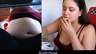 Curvy latina piggy is gaining weight while studying