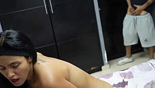 horny latina enjoys her big dildo part 2, her stepbrother discovers her