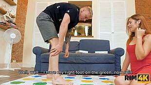 Guy plays twister but prefers rimming shaved teen pussy