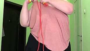 Mature Milf Jumps Rope In Stockings, Shaking Saggy Tits