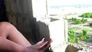 She bent over for quick sex with the engineer at the site.