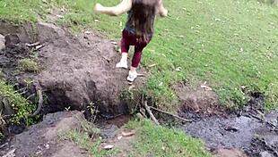 In the forest, amateur mother-in-law exposes herself to stepson. Lets him touch big tits, ass, huge pussy