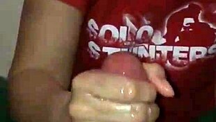 big cock intensely strokes out a huge load of cum in handjob