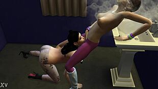 Want to see fresh pussy in the Sims 4 public toilet?