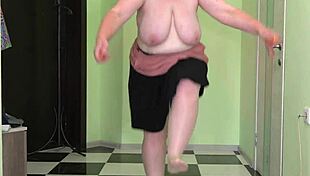 Mature Milf Jumps Rope In Stockings, Shaking Saggy Tits