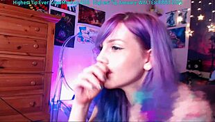 Horny Babe Fingers Natural Tits On Webcam