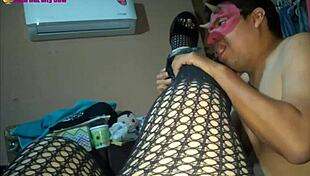 i'm in lingerie and heels, givin a footjob, oh yeah