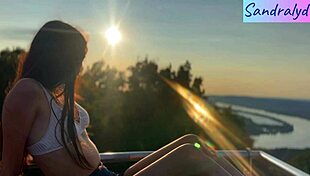 nipple play in paradise with pretty brunette latina small tits and waist 😍