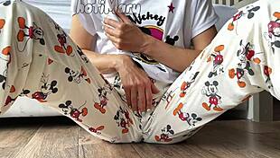 Skinny Teen In Pajama Masturbating And Squirting