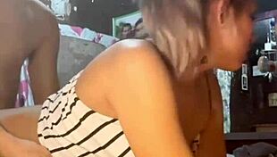 Latina invites muscular bodybuilder ex to her room for pantyhose orgasm