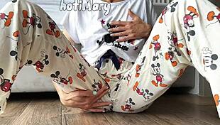 Skinny Teen In Pajama Masturbating And Squirting