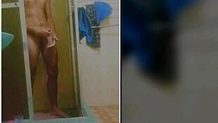 skinny guy masturbates in shower until cumming