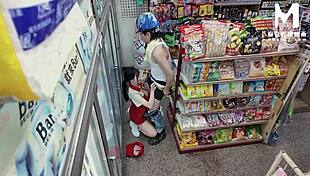 sex at work with the clerk in the promiscuous mart