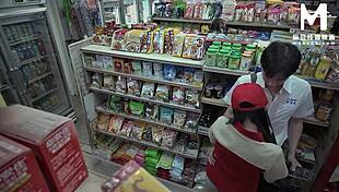 sex at work with the clerk in the promiscuous mart