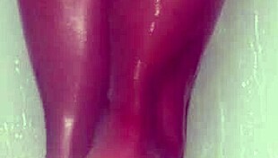 nylon feet teased wet in shower bathing