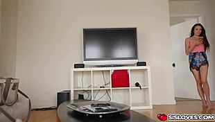 Pretty brunette teen Megan Sage gets her juicy pussy fucked hard in hardcore action