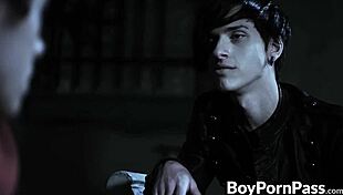 Two sexy vampire twinks fuck each other hard in doggystyle and anal