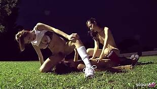 I swear, dis older Japanese couple seduced a skinny teen to outdoor 3some, ya know!