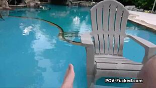Punishing Sexy Neighbor Poolside for Sneaking In