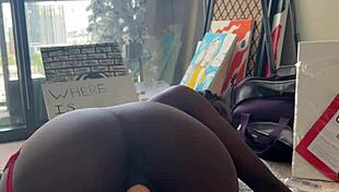 Ebony Struggles With The Intense Fuck Machine!