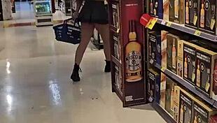 Kalena Mitrak Flashing Her Long Hair And Sexy Skirt In The Supermarket, Bent Over For Doggystyle With Neighbors Watching.