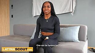 submissive ebony tattooed brazilian slapped and fucked hard at casting interview