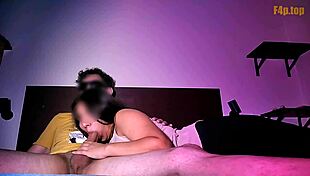 Neighbors stepdaughter sucks penis in bedroom risky sex