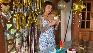 Yo, best birthday ever with a real cock stuffing me full of cream!