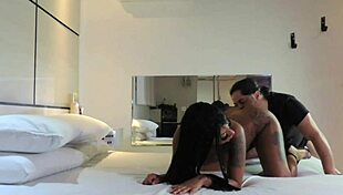 Hard not to admire this naughty Latina's beauty in long hair and lingerie