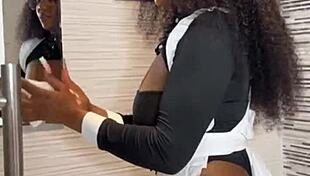 Ebony Maid Shakes Ass While Cleaning House