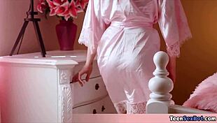 skinny petite stepsis in sexy lingerie gives blowjob.