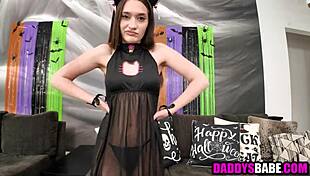 Step Dad And Step Daughter's Halloween Sex Is Taboo, With Fingering, Blowjob, And More!
