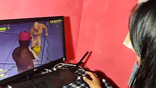 Discovering her playing a game leads to an intimate request