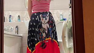 Stepmom's Wide Hips Spread For Anal Fuck In Bathroom