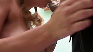 Check this exclusive office fling with a stunning blonde sucking him dry