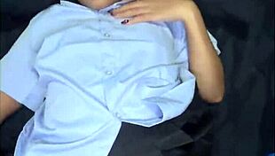 Asian teen fucked by white stranger in uniform closeup