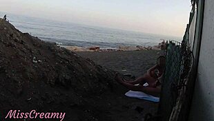 Flashing My Cock at Public Beach to Stepdaughter, She Helps Me Cum in Front of Crowd. Real Risky Outdoor Sex Caught on Cam