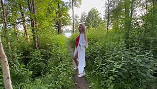 Outdoor Adventure With Hot Blonde In Fishnet