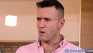 cockloving babe enjoys double penetration with riding and assfucking