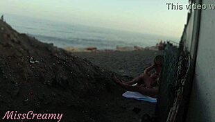 Flashing My Cock at Public Beach to Stepdaughter, She Helps Me Cum in Front of Crowd. Real Risky Outdoor Sex Caught on Cam