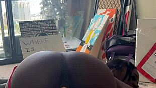 Ebony Struggles With The Intense Fuck Machine!