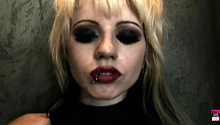 Slender Gothic Blonde Rides Big Black Cock In High Heels Reverse Cowgirl Cumshot